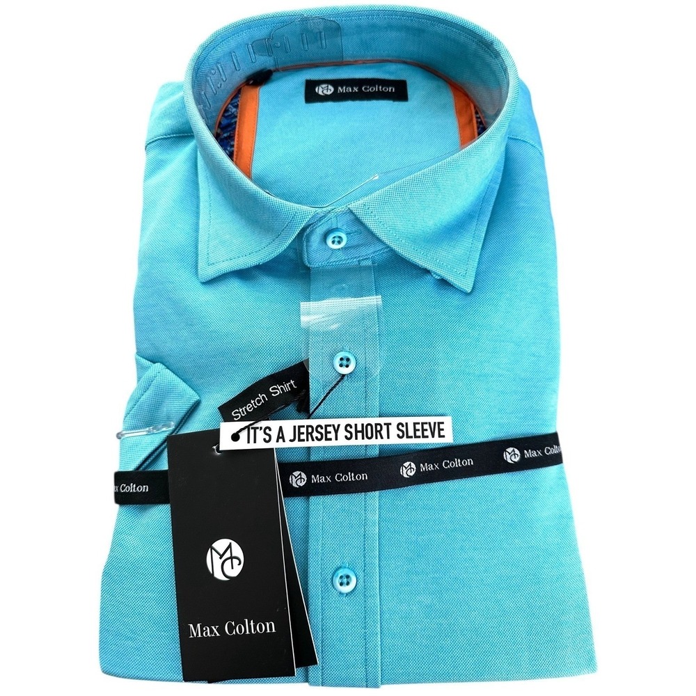 Visconti Max Colton Shirt Jersey Stretch‎ Short Sleeve Teal Blue Men's XL NWT